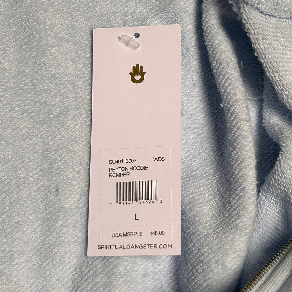 Spiritual Gangster Peyton Hoodie Romper Womens L Blue NWT Cotton Modal $148 - Picture 5 of 11